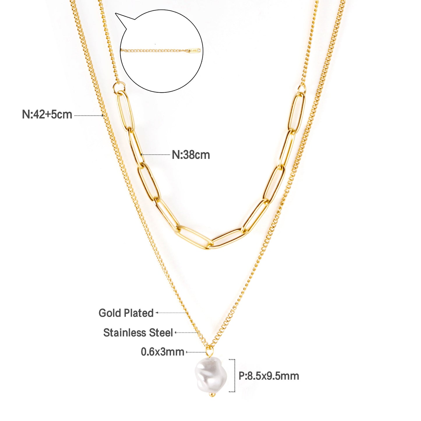 Collar Dúo Perla | Bañado en Oro 18K