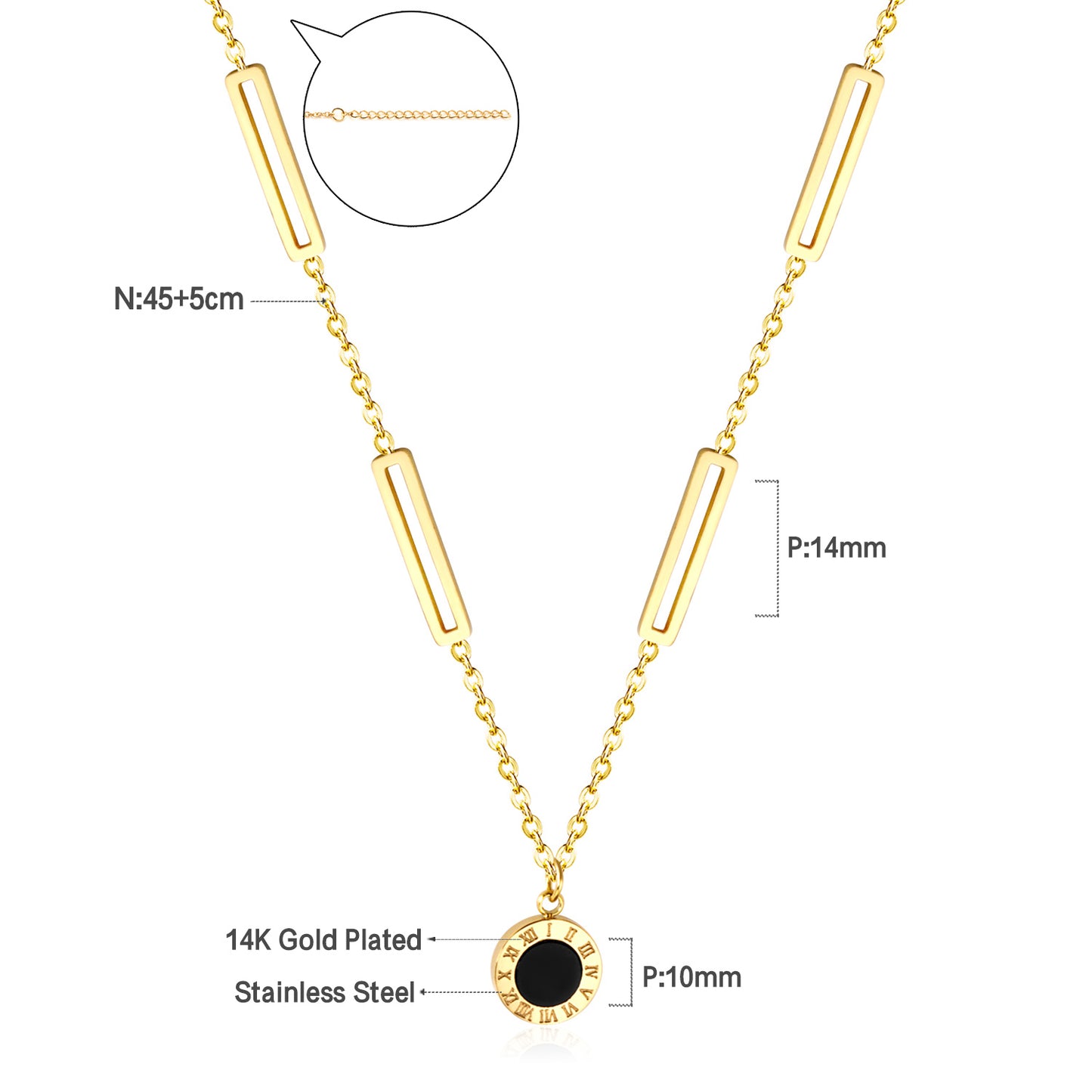 Collar Roma Noire | Bañado en Oro 18K
