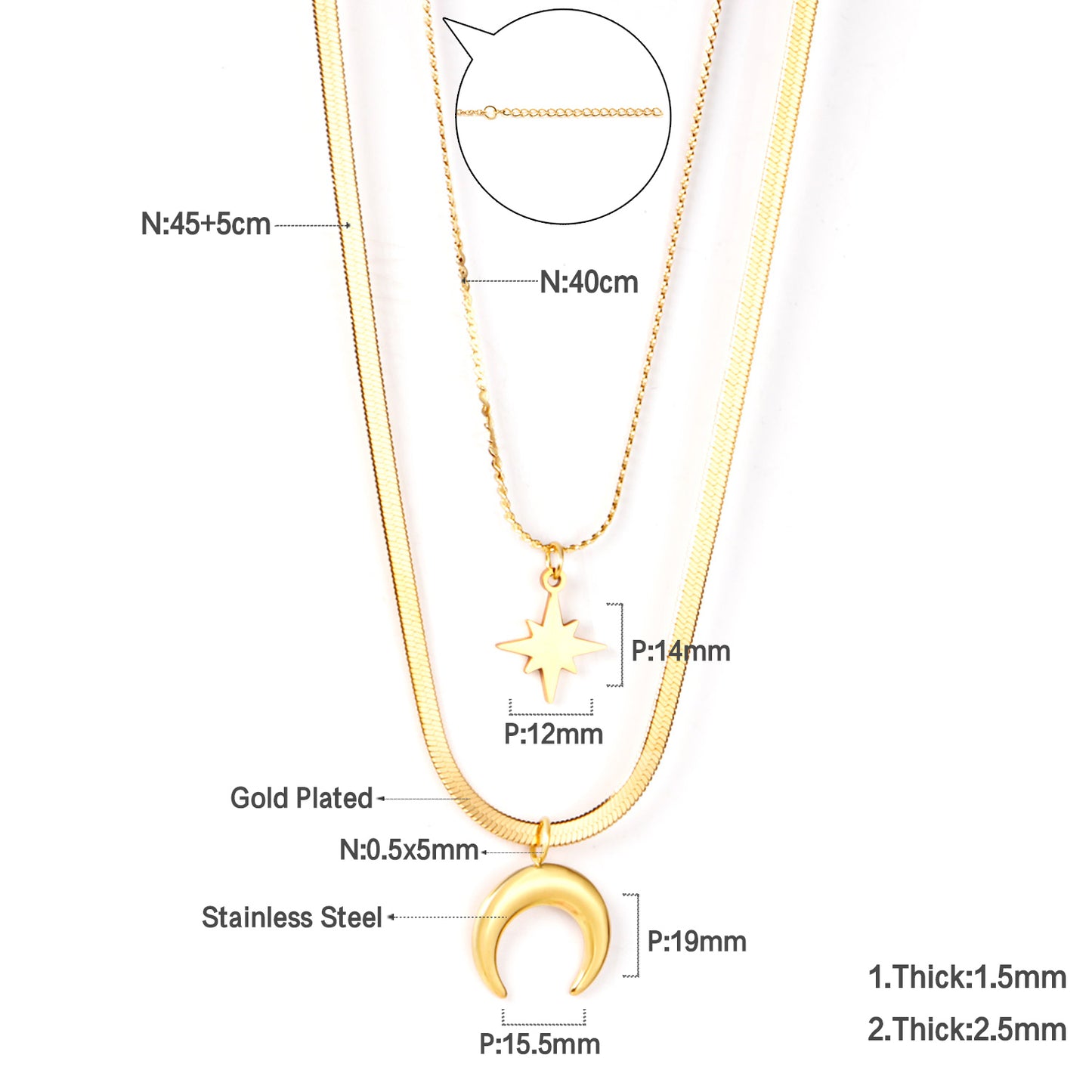 Collar Luna & Estrella | Bañado en Oro 18K