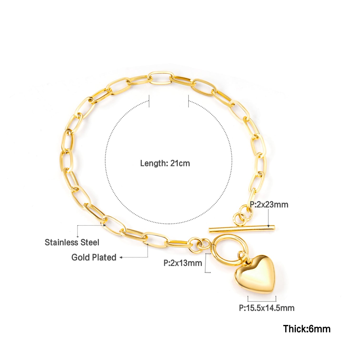 Pulsera Corazón | Bañado en Oro 18K