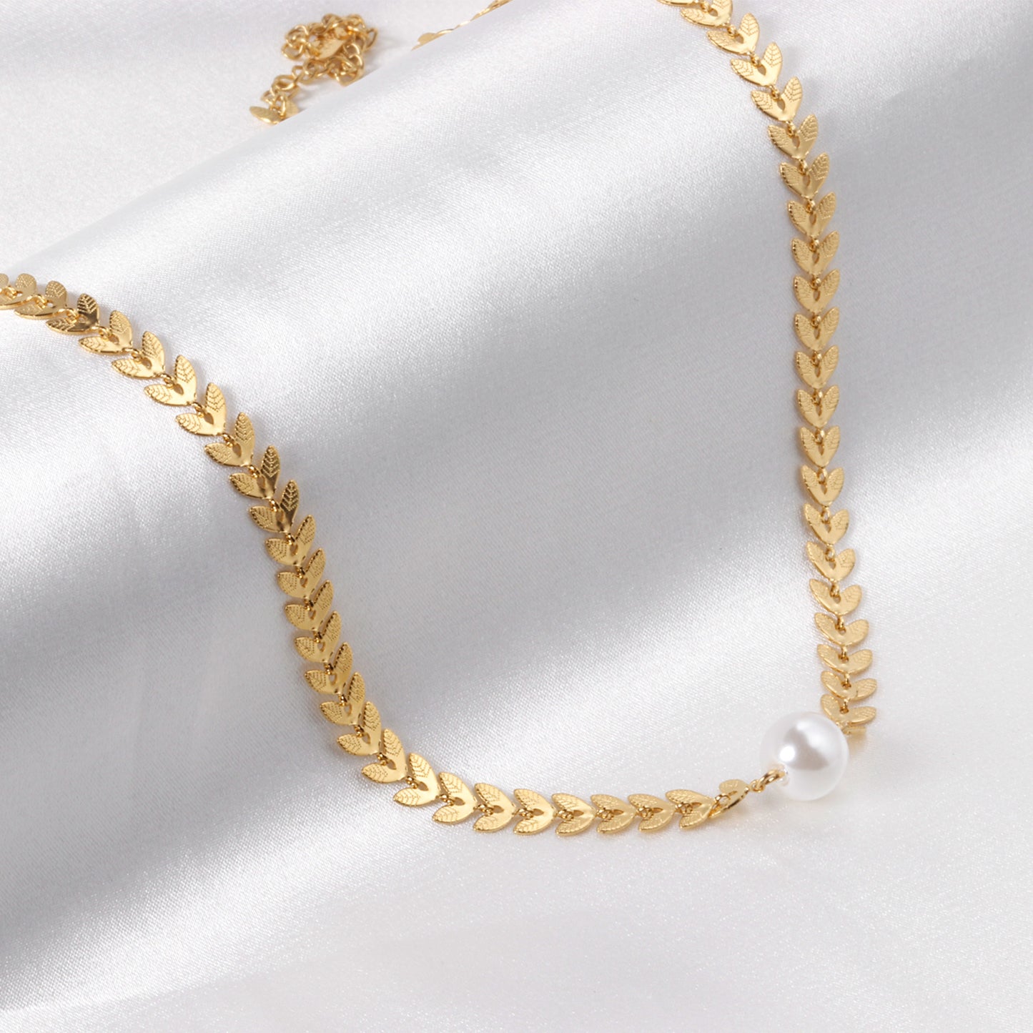 Collar Laurel de Perla | Bañado en Oro 18K