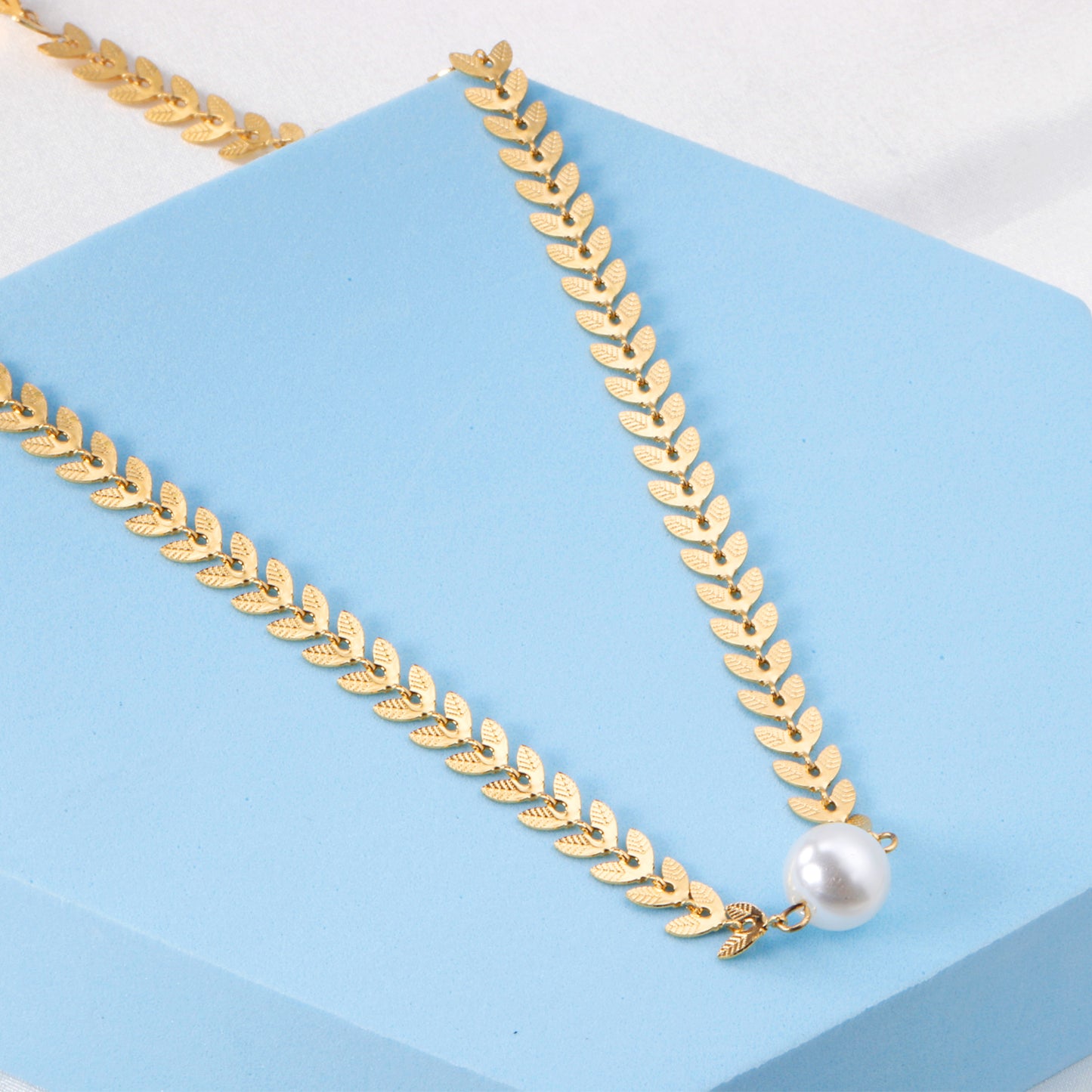 Collar Laurel de Perla | Bañado en Oro 18K
