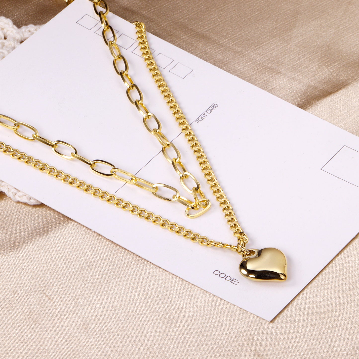 Collar Multicapa con Corazón Voluminoso | Bañado en Oro 18K