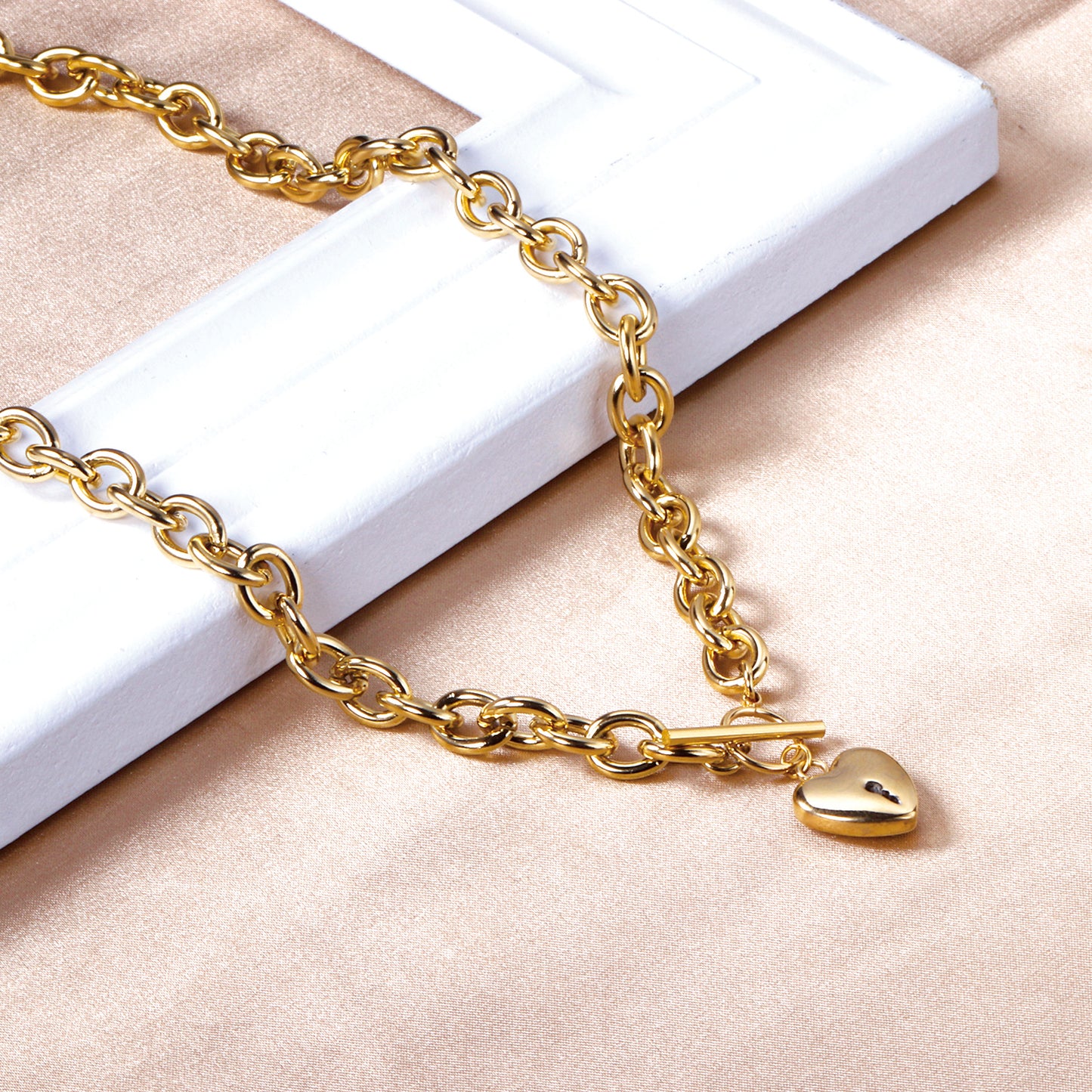 Collar Corazón con Cerradura | Bañado en Oro 18K
